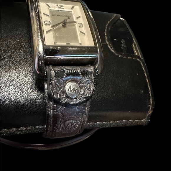 Michael Kors Tank Watch - Unisex.  Grey leather band. - Picture 5 of 6